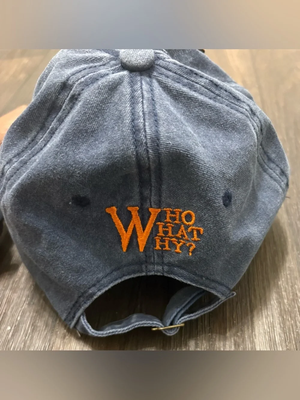 SHEIN Distressed “W” Baseball Cap Hat Blue Orange Adjustable - Picture 4 of 4